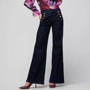 WHBM High Rise Mariner Wide Leg Jeans In Midnight Rinse SIZE 12